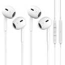 2 Packs- Wired Headphones for iPhone Earbuds Built-in Microphone & Volume Control Nosie Reduction Headsets Compatible with iPhone 14/13/12/11/XR/XS/X/8/7/SE/Pro/Pro Max/Support All iOS System