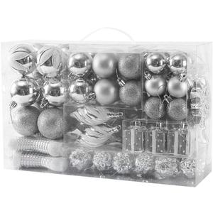 Sattiyrch 76ct Christmas Tree Ornaments Set,Silver Shatterproof Christmas Balls Decorations,Xmas Decorative Hanging Ornaments(Silver)