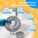 Homgaty Slow Feeder Dog Bowls for Liquid Treat, Dog Lick Bowl for Anxiety Relief & Fast Eaters, Anti-Slip Ball-in Bone Broth, 5/6 Cup Pup Lick Toy for Peanut Butter Large Medium Small Pet Cats Gray