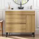 YITAHOME 36 Inch Bathroom Vanity with Sink, Bathroom Cabinet Vanity for Media Space, Freestanding Storage Bathroom Vanity with 1 Soft Closing Cabinet & 2 Drawers (Natural Brown)