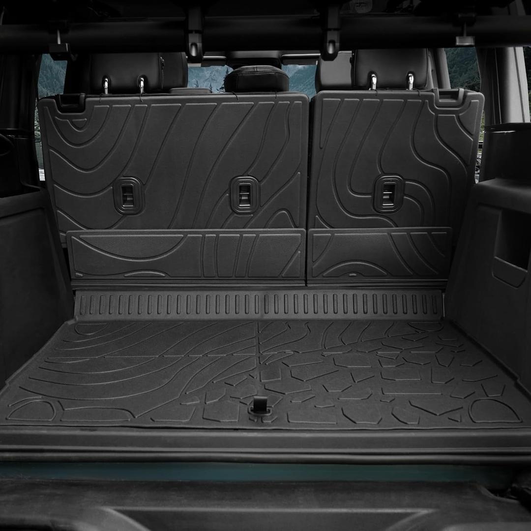 Cargo Mat for 2021-2025 Ford Bronco 4 Door, Full Coverage All Weather Trunk Cargo Liner with Backrest Protectors for Bronco Accessories (Not fit Sport) Cargo Mat for 2021-2025 Ford Bronco 4 Door, Full Coverage All Weather Trunk Cargo Liner with Backrest Protectors for Bronco Accessories (Not fit Sport)