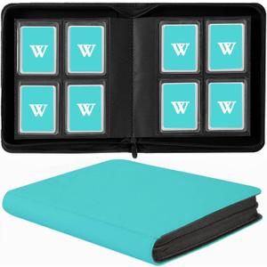 Toploader Binder, 4-Pocket Top Loaders Binder Album Holds 128 Top Loaders, Toploader Card Binder for 3" x 4" Rigid Cards, Ringless Toploader Folder (Teal)