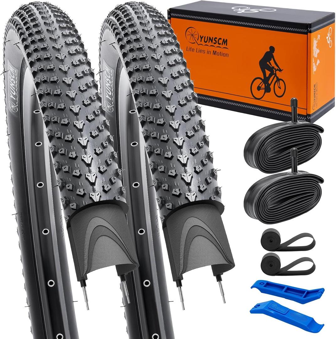 YUNSCM 29" Lightweight Bike Tires 29X2.0 (ETRTO 50-622) and 29" Bike Tubes-60TPI Nylon, Puncture-Resistant, Compatible with 29x1.95/2.0/2.10 Mountain Bike Bicycle Tires and Tubes-2 PCS (Y-570)