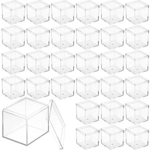 SHENLIU 60Pcs Acrylic Box with Lid, 2.2 x 2.2 x 2.2Inch Clear Small Acrylic Box Square Cube with Lid Mini Containers Display Treat Gift Boxes Candy Storage Container for Candy Little Trinkets Jewelry