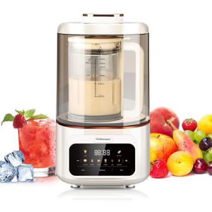 Quiet Elite Blender 1.4L, 8-in-1 Versatile Hushed Blender for Smoothies, Soups, Almond & Soy Milk, Ice Crushing, 8 Settings, 24H Timer, Hot & Cold Mixing