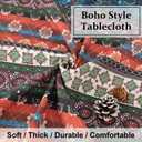 VOGOL Linen Textured Table Cloth, Striped Printed Boho Style Rectangle Table Cover for Thanksgiving Dinner, Decorative Tablecloth for Dining Table, 52 x 102 in (C4)