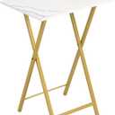 HOOBRO Folding TV Tray Table, Stable Snack Table for Small Space
Portable Sofa Side Desk, Easy Assembly and Storage, Ideal for Snacks and Meals in Living Room, Marble and Gold DM15BZ01