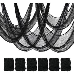 6 Pack Black Halloween Creepy Cloth (30 x 72 Inch), Halloween Gauze, Creepy Gauze for House, Outdoor, Yard and Halloween Decoration Indoor