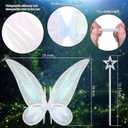 2 Pcs Fairy Wings Adult Women,Butterfly Wings and Wand,Fairy Wings Costume for Adults Girls Halloween Dress Up (White)