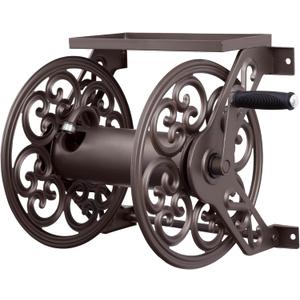Liberty Garden 708 Steel Decorative Wall Mount Garden Hose Reel, Holds 125-Feet of 5/8-Inch Hose - Bronze