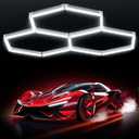 Hexagon Garage Lights, 42W 6500K Hexagon Lights Easy Install Super Bright Garage Lighting Ceiling LED for Garages Workshop Warehouse Basement Gym 3 Grid (3 HEX)