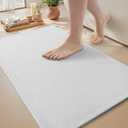MontVoo Bath Mat Rug-Ultra Thin Non Slip Bath Mats for Bathroom Mat Quick Dry, Rubber Backing Washable Bathroom Rugs Fit Under Door, Absorbent Bath Rugs for Floor,17"x24",White