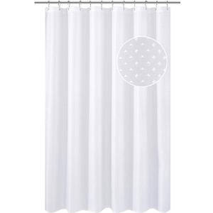 N&Y HOME Hotel Fabric Shower Curtain or Liner, Cloth Textured White Shower Curtain with Bottom Magnets, Machine Washable, 72 x 72 inches for Bathroom