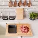 Bamboo Cutting Board Set with Knife Sharpener  Thick Wood Boards with Juice Groove, Silicone Container & Handles Non-Toxic Over Sink Design Ideal Kitchen Gifts