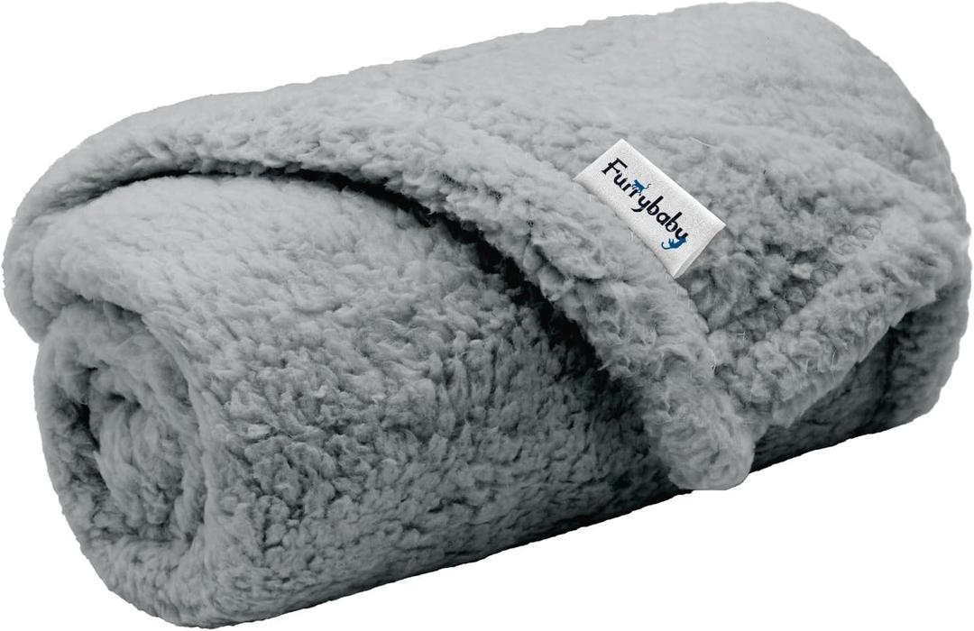 furrybaby Dog Blankets for Small Dogs, Puppy Small Fleece Blankets for Pets, Premium Cat Blanket, Sherpa Pet Blanket Washable for Pet Kitten Doggy (Grey, 24x32 in, S) (24x32in (pack of 1))