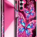 Miqala for Galaxy A16 5G Case,Glow in The Dark Three Layer Heavy Duty Shockproof Full Protection Hard Plastic Bumper+Soft Silicone Protective Case for Samsung Galaxy A16 5G 6.7 inch,Shiny Pink