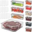 10 Pack Refrigerator Organizer Bins - 3 Size Stackable Fridge Clear Storage Bins with Lids for Vegetable Berry Cereals Grape Tomatoes Fruit , etc