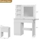 Haewon White Makeup Vanity Desk with Lighted Mirror and Storage Chair