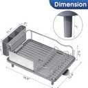 Urackify Stainless Steel Dish Drying Rack - Large Capacity Kitchen Counter Organizer with Drain Board, Utensil Holder & Detachable Cup Shelf, 304 Surgical-Grade Rust-Proof Dish Drainer, Easy Assembly