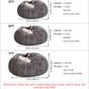 Giant Fur Bean Bag Chair Cover for Kids Adults, (No Filler) Living Room Furniture Big Round Soft Fluffy Faux Fur Beanbag Lazy Sofa Bed Cover (Black, 5FT)