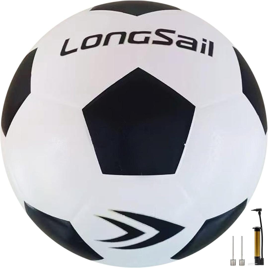 Foam Waterproof Soccer Ball USA Size 3,4,5 Kids Youth Adult Seamless High Durability Leisure Sports Beginners Club Competition Training (Black/White, Size 4)