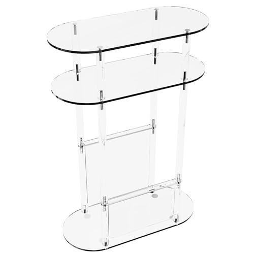 CRYSFLOA Small Narrow Side Table Acrylic Small End Table for Small Space 3 Tier Nightstand Round Edge Drink Side Table for Sofa Kitchen Living Room Outlet 15.7’’ x 7’’ x 23’’