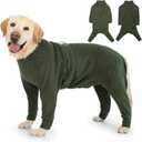 Dog Coats Autumn Winter Jumpsuit for Large Medium Dogs, Warmer Polar Fleece Dog Bodysuit Lightweight Pajamas, Pullover Stretchy Cold Weather Clothes (Dark Green, XL)