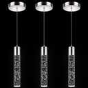 Esfos Pendant Lights Kitchen Island, 6500K Modern Kitchen Island Lights Brushed Nickel, 3 Pack Ceiling Lighting Fixtures with Crystal Bubble, Integrated LED Hanging Light for Dining Room Restaurant