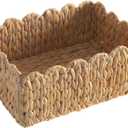 Scalloped Edge Basket, Wicker Storage Baskets, Hand Woven Baskets for Shelves,Natural Baskets for Organizing (Water Hyacinth(M-14" L x 10.5" W x 6" H))