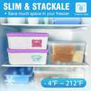 Walfos Ice Cream Containers for Homemade Ice Cream - 1.6 Quart, Bonus Sealing Bands Keeping Silicone Lids Airtight, Reusable Ice Cream Tubs, Stackable Freezer Storage for Yogurt, Sorbet - Purple