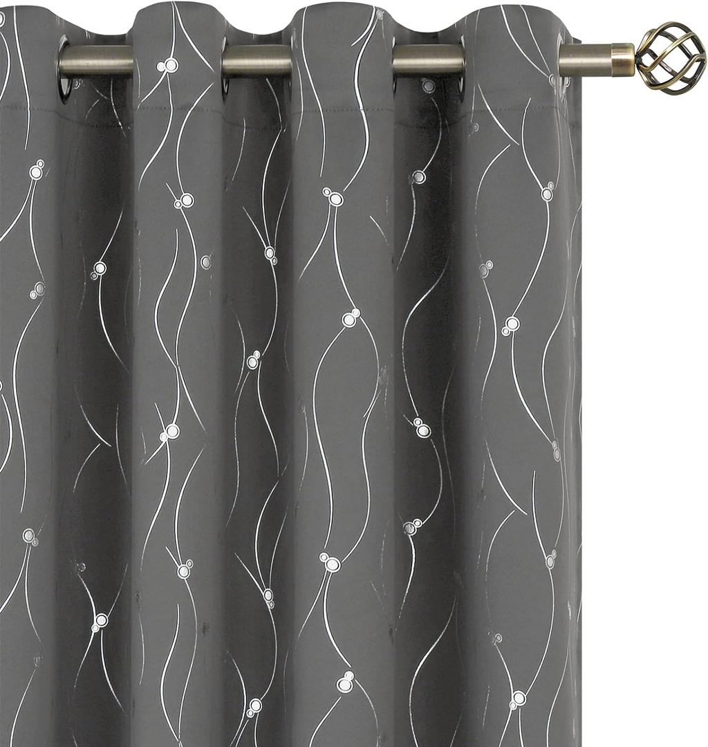 BGment Blackout Curtains for Bedroom/Living Room 84 Inch Length 2 Panels Set, Dark Grey Room Darkening Thermal Insulated Grommet Window Drapes with Pattern, Each Panel 52 x 84 Inch