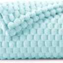 BEDELITE Fleece Blanket Twin for Bed Couch, 3D Jacquard Decorative Cloud Blue Throw Blanket, Soft and Cozy Warm Plush Fuzzy Blanket All Seasons Suitable, 60x80Inches