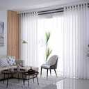 2pcs Semi Sheer Window Gauze Curtains for Dining Room Long Room Drapes White