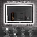 Amorho 24"X36" LED Bathroom Mirror, Brushed Nickel Framed Mirror with Front Light and Backlit, Stepless Dimmable, Anti-Fog, Shatter-Proof, Memory, 3 Colors
