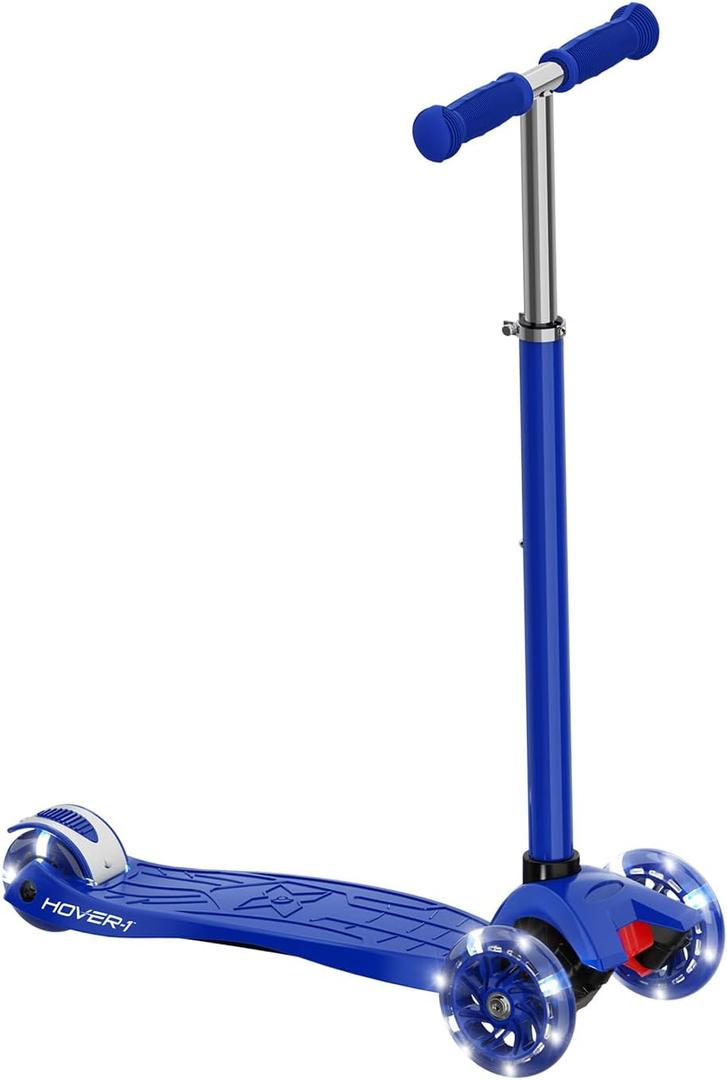 Hover-1 Sunbeam Kick Scooter with Multicolor Wheel Lights, 4.5 Front Wheels, Rear Foot Brake, and 110 Pound Weight Capacity (Blue)