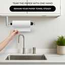 2 x Paper Towel Holder Under Cabinet - Wall Mount Paper Towel Holder with Damping Effect, Adhesive Hanging Silver Stainless Steel Paper Towel Rack for Kitchen & Bathroom