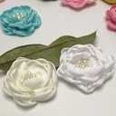 Pack of 14pcs Big 2"(5cm) Chiffon Ribbon Flowers Bows Hair Clip Headband Making Appliques Wedding Craft Mix (Beads Center Flower, 2")