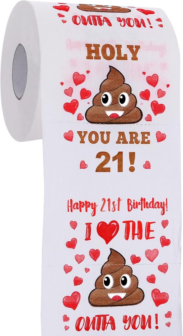21st Birthday Gifts for Her Him - Happy Prank Toilet Paper - 21st Birthday Decorations Party Supplies Favors - Novelty Bday Present for Boy Girl, Men Women, Friends - 21 Year Old Funny Gag Gifts - Red