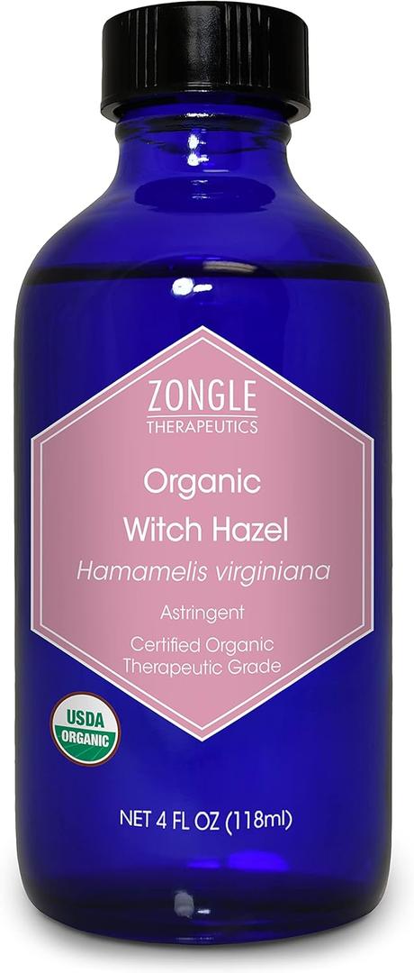 Organic, Witch Hazel  100% Pure, Witch Hazel, for Face, Acne, Butt, Skin, Scalp, Hair, Body by Zongle Therapeutics, 4 OZ