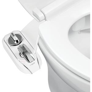LUXE Bidet NEO 320 Plus - Patented Bidet Attachment for Toilet Seat, Innovative Hinges to Clean, Slide-in Install, Advanced 360 Self-Clean, Warm, Dual Nozzles, Feminine & Rear Wash (Chrome) (Chrome)