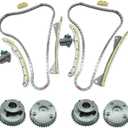 Engine Timing Chain Kit, Suitable for Santa Fe Sorento Azera Genesis 3.3L 3.8L, Automotive Replacement with Camshaft CVVT Gears 24321-3L100 24350-3CGA1 24410-3CGA3