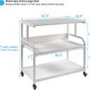 Fannova Printer Stand, 32.3" x 18.9" x 32.1" Extra Large Printer Table with Adjustable Storage Shelf, 3 Tier Rolling Printer Cart with Industrial Wheels for Home Office, White