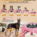 Jovrun Elevated Dog Bowls for Medium Large Size Dogs, Non-Slip Dog Feeder with 1*Stainless Steel Dishes & 1*Slow Feeder Bowl, 5 Heights Adjustable Raised Bowls to 3.15″-8.66″-9.84″-11.02″-12.2″