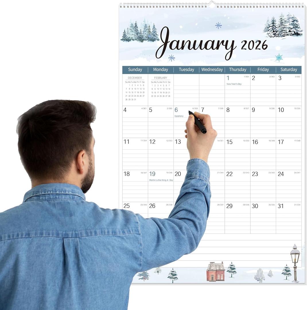 GuassLee Extra Large Wall Calendar 2026-2027, 20"x 30" Big Vertical Wall Calendar 2026, Jan. 2026 to Jun. 2027, 18-Month Hanging Planner Wall with Julian Date for Office Home School Organizing (Multicolor)