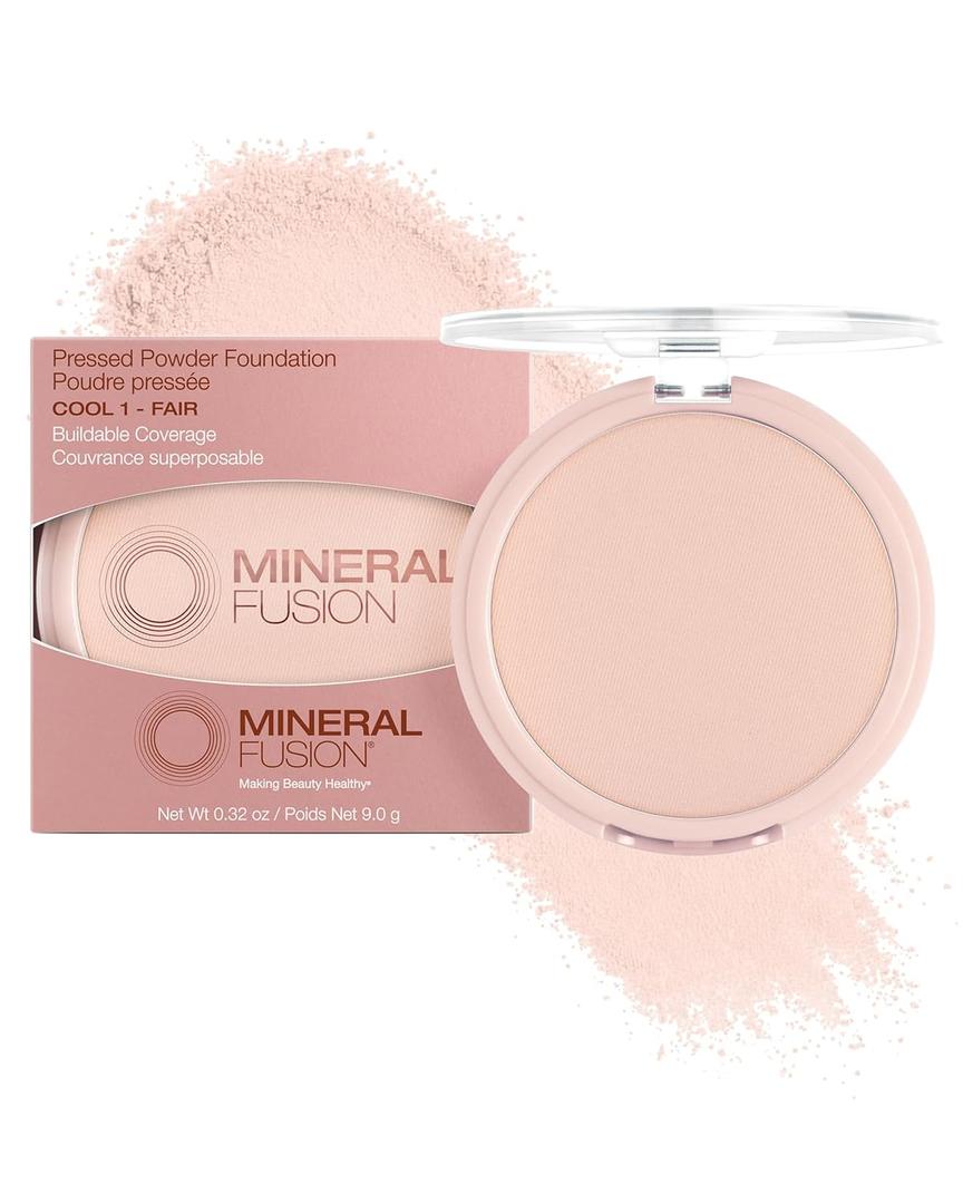 Mineral Fusion Pressed Powder Foundation - Matte Finish Face Powder for Fair Skin with Pink/Red Undertones - Age Defying Natural Makeup - Talc Free, Vegan, Hypoallergenic (Cool 1)