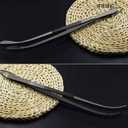 JETKONG 2 Pcs 12'' Curved Kitchen Tweezers Stainless Steel Long Tweezer Tongs Professional Chef Tweezers for Cooking, Grilling and BBQ (Black)