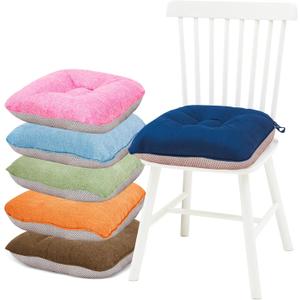 Wonderjune 15.5" x 15.5" Kitchen Chair Cushions Set of 6 Dining Outdoor Chair Pads with Ties and Non Slip Backing Indoor Seat Pads, Seat Cushions for Kitchen, Dining Room, Office, Morandi Colors
