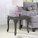 Roundhill Furniture Traditional Ornate Detailing Wood End Table, Grey