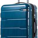 Coolife Luggage Expandable(only 28") Suitcase PC+ABS Spinner Built-In TSA lock Carry on (Caribbean Blue., L(28").)