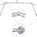 3/4 Inch Bay Window Curtain Rods, USFOOK Telescoping Silver Curtain Rods for Bay Windows 36 to 72 Inches (Center Rod), 20 to 36 Inch (Side Rods), Translucent Finials